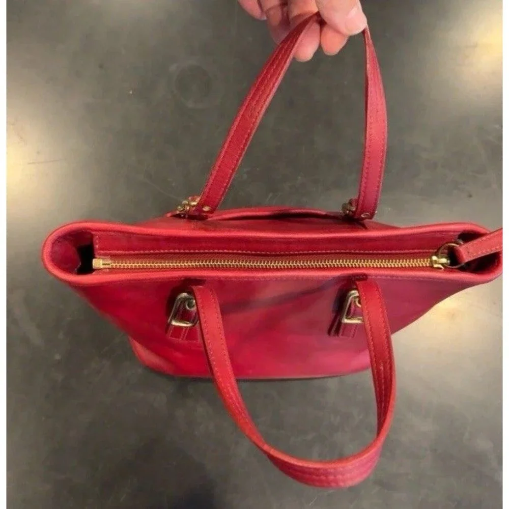 Vintage Coach Legacy Mini Market Tote Bag #9846 Ruby Red Glove Tan Leather EUC